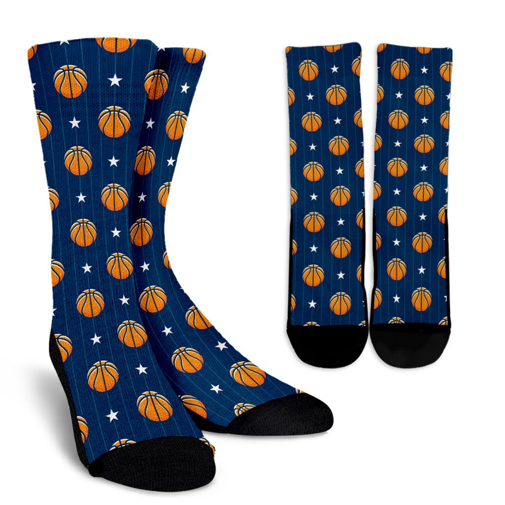 Basketball Star Print Pattern Crew Socks