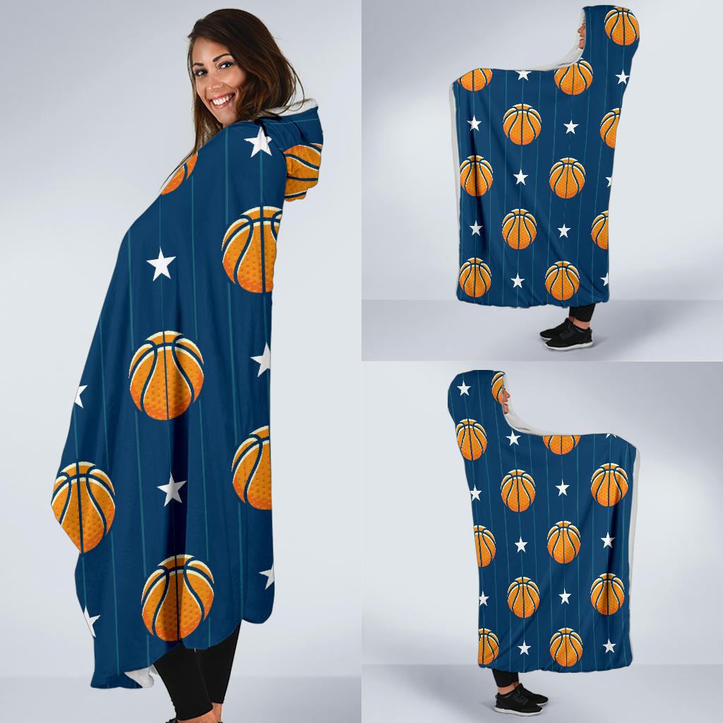 Basketball Star Print Pattern Hooded Blanket-JTAMIGO.COM