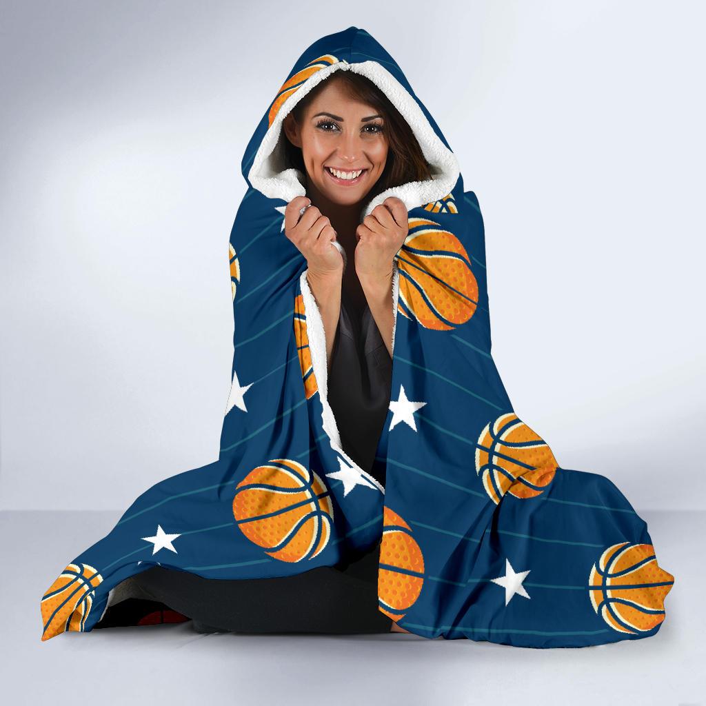 Basketball Star Print Pattern Hooded Blanket-JTAMIGO.COM