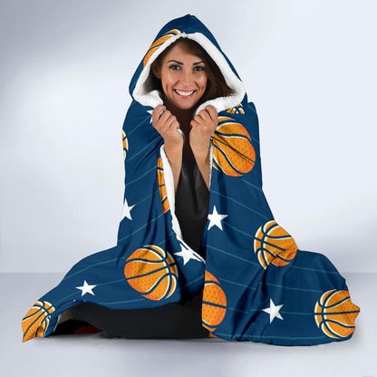 Basketball Star Print Pattern Hooded Blanket-JTAMIGO.COM