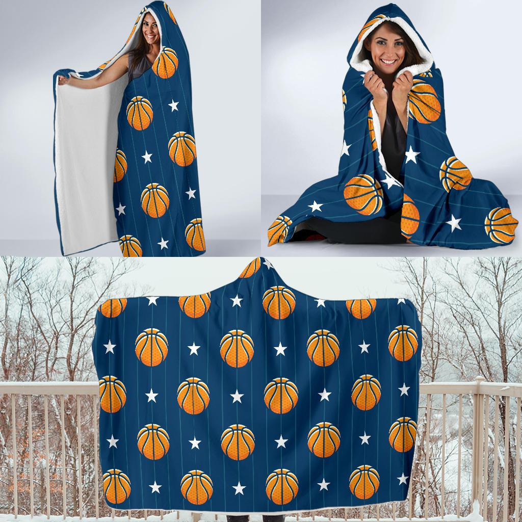 Basketball Star Print Pattern Hooded Blanket-JTAMIGO.COM