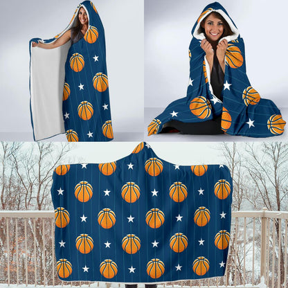 Basketball Star Print Pattern Hooded Blanket-JTAMIGO.COM