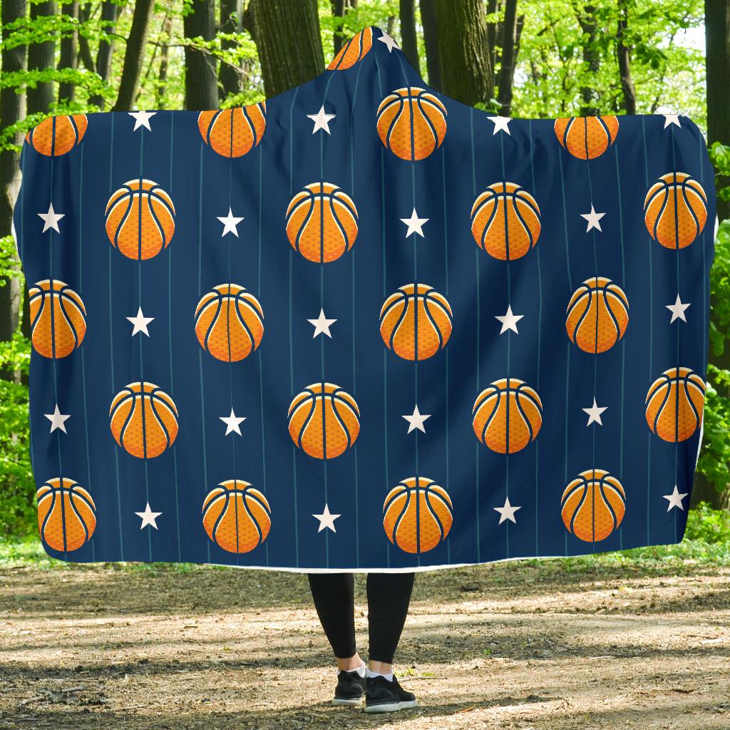 Basketball Star Print Pattern Hooded Blanket-JTAMIGO.COM