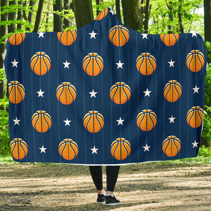 Basketball Star Print Pattern Hooded Blanket-JTAMIGO.COM