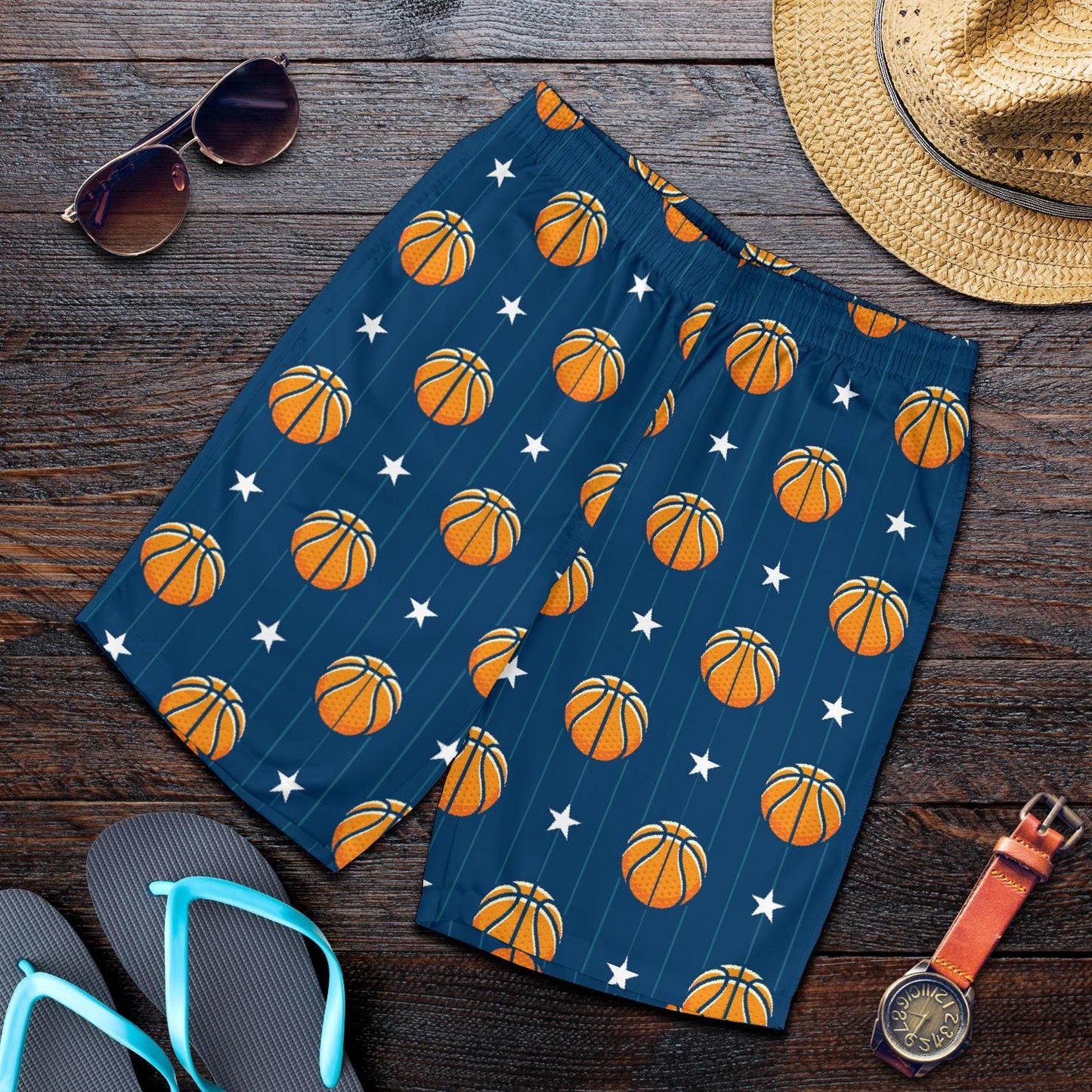 Basketball Star Print Pattern Mens Shorts-JTAMIGO.COM