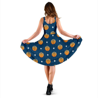 Basketball Star Print Pattern Sleeveless Dress