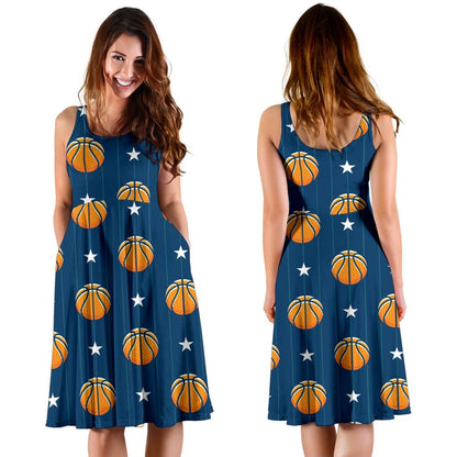 Basketball Star Print Pattern Sleeveless Dress