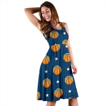 Basketball Star Print Pattern Sleeveless Dress