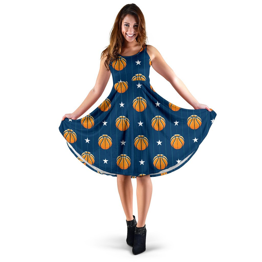 Basketball Star Print Pattern Sleeveless Dress