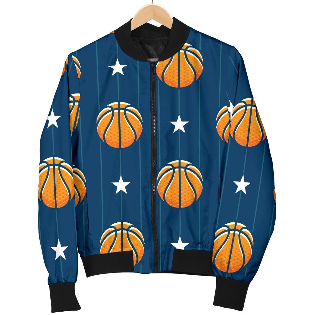 Basketball Star Print Pattern Women Casual Bomber Jacket