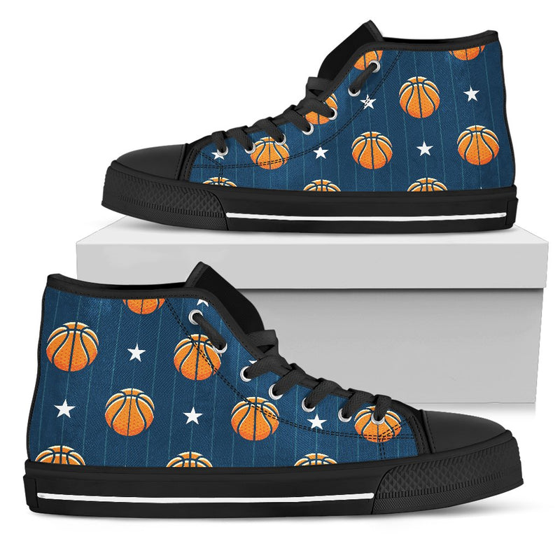 Basketball Star Print Pattern Women High Top Shoes