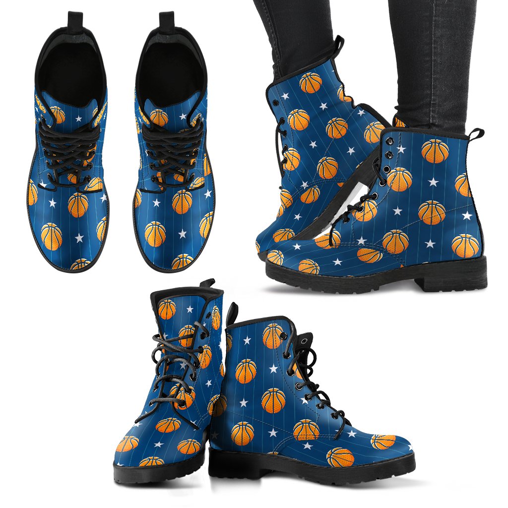 Basketball Star Print Pattern Women Leather Boots-JTAMIGO.COM