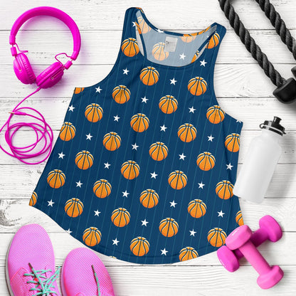 Basketball Star Print Pattern Women Racerback Tank Top