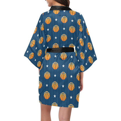 Basketball Star Print Pattern Women Short Kimono Robe