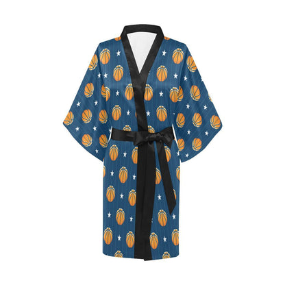 Basketball Star Print Pattern Women Short Kimono Robe