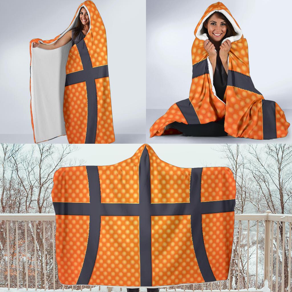 Basketball Texture Print Pattern Hooded Blanket-JTAMIGO.COM