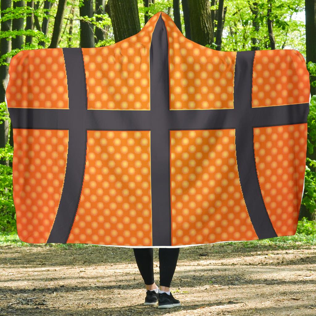 Basketball Texture Print Pattern Hooded Blanket-JTAMIGO.COM