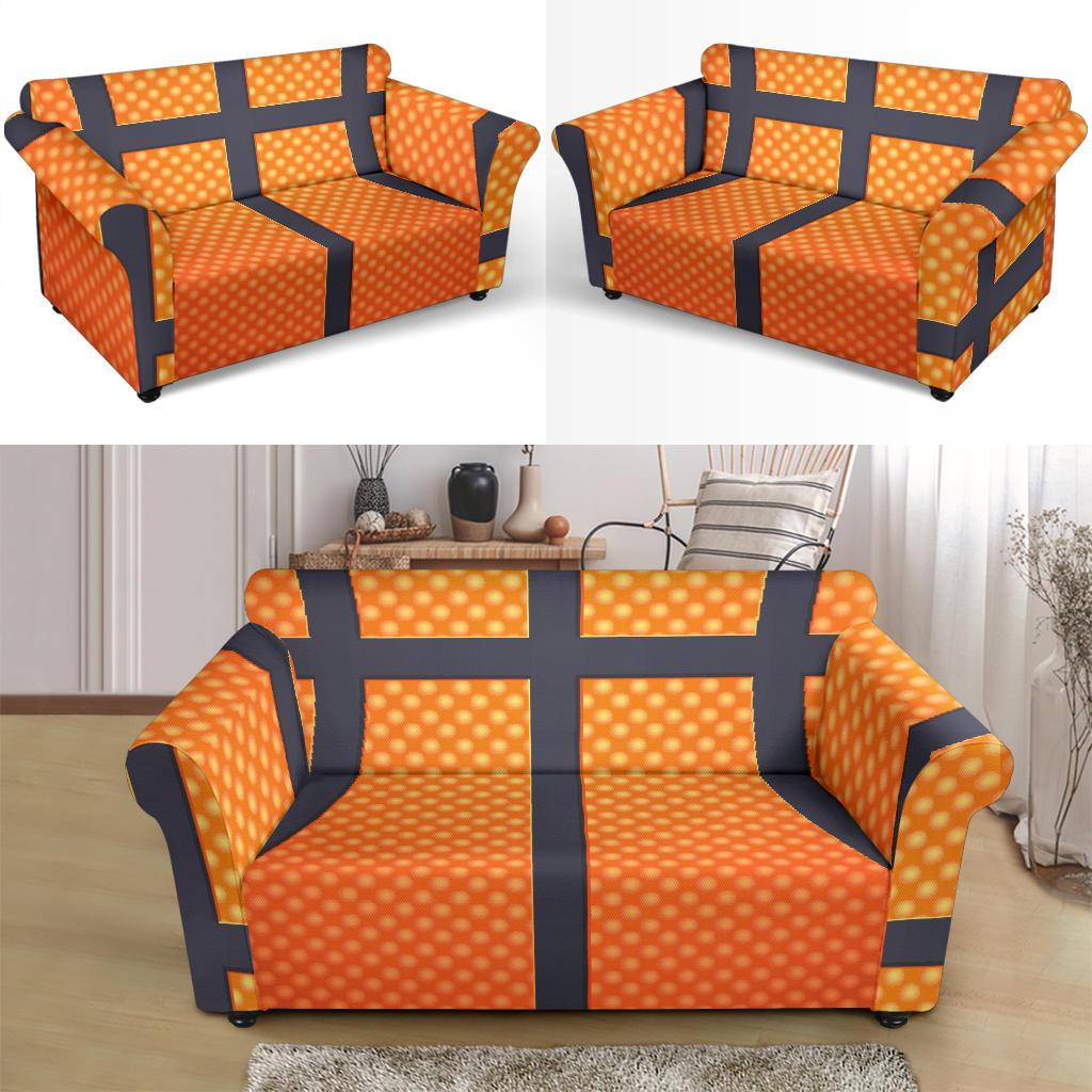 Basketball Texture Print Pattern Loveseat Slipcover-JTAMIGO.COM
