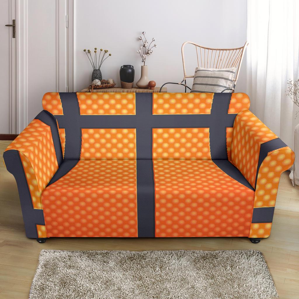 Basketball Texture Print Pattern Loveseat Slipcover-JTAMIGO.COM