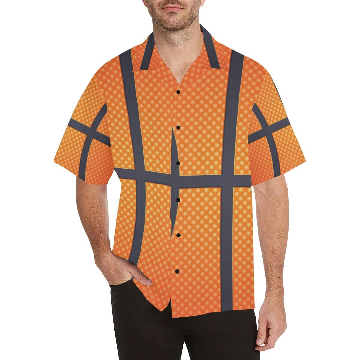 Basketball Texture Print Pattern Men Aloha Hawaiian Shirt