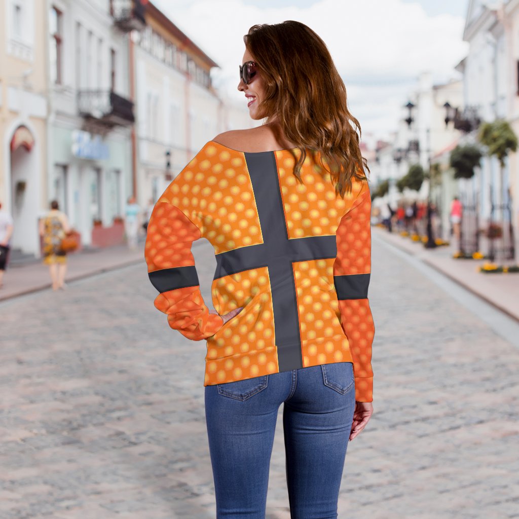 Basketball Texture Print Pattern Off Shoulder Sweatshirt