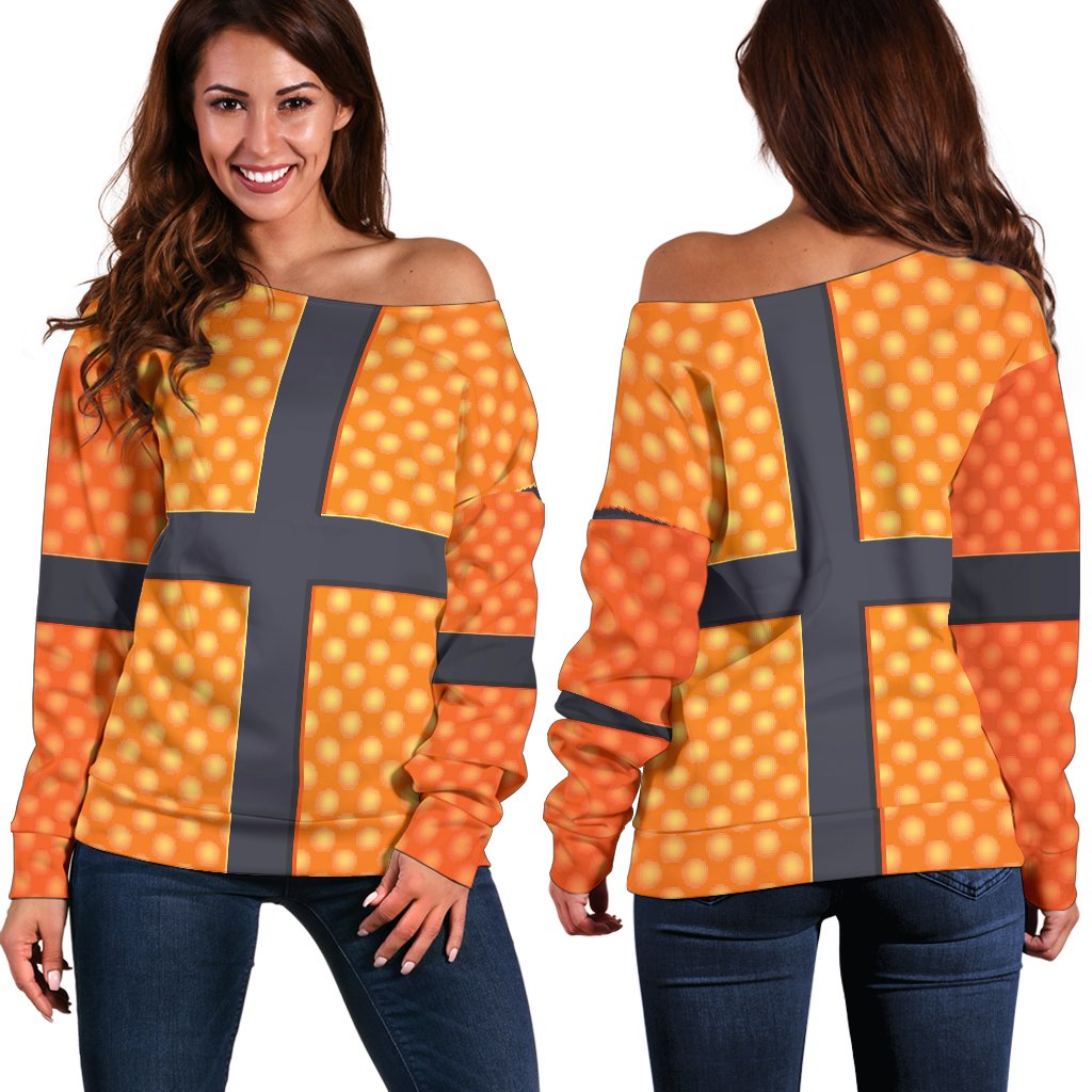 Basketball Texture Print Pattern Off Shoulder Sweatshirt