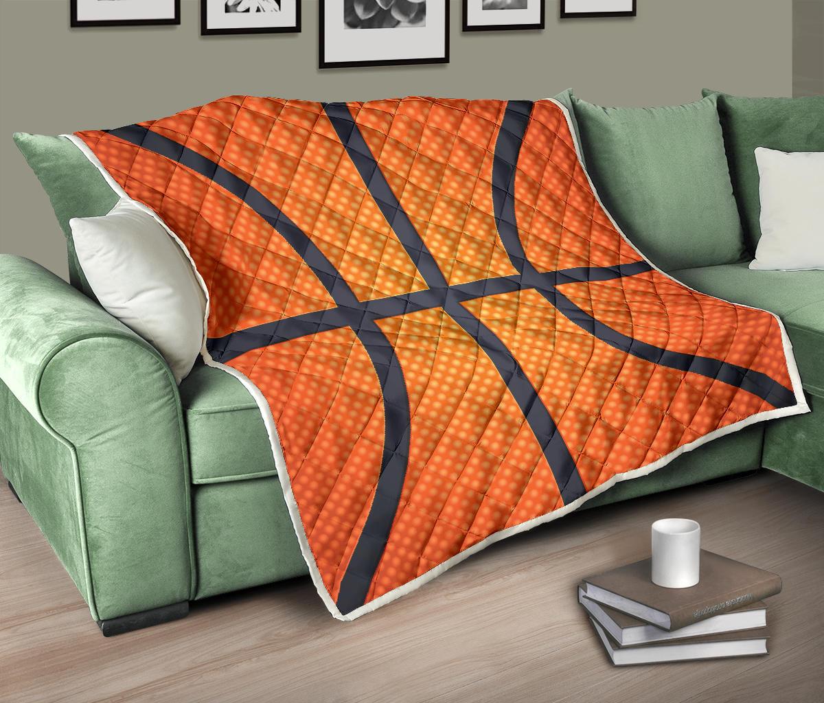 Basketball Texture Print Pattern Premium Quilt-JTAMIGO.COM