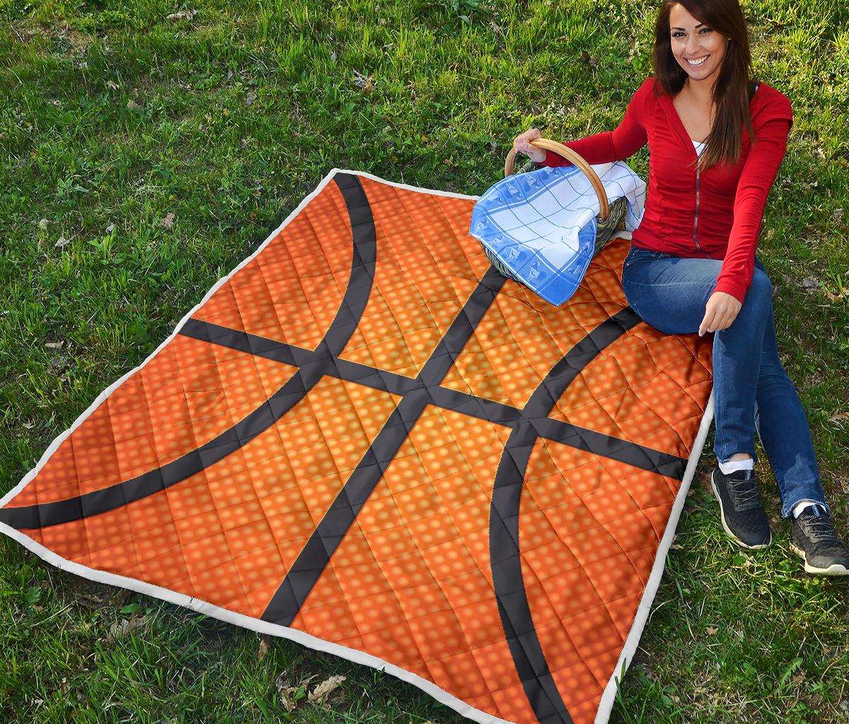 Basketball Texture Print Pattern Premium Quilt-JTAMIGO.COM