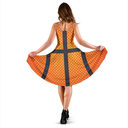 Basketball Texture Print Pattern Sleeveless Dress