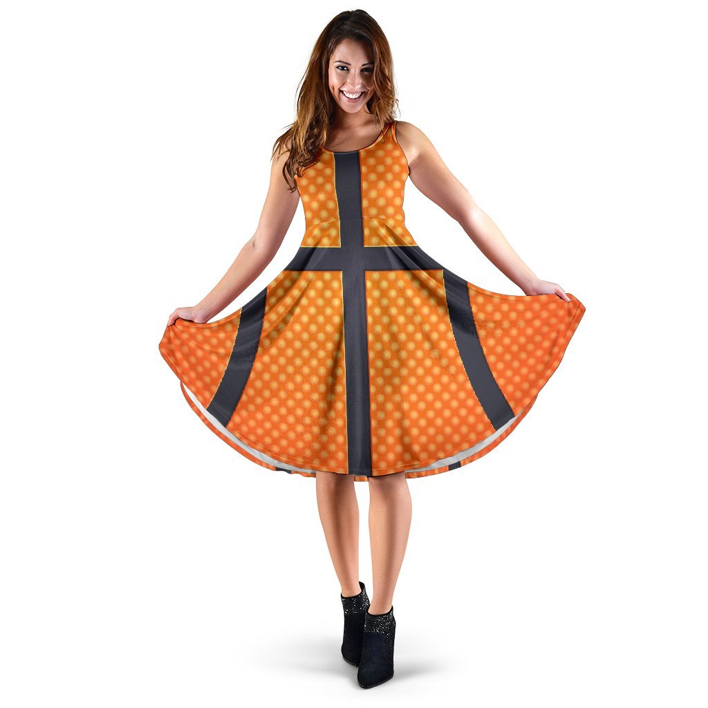 Basketball Texture Print Pattern Sleeveless Dress