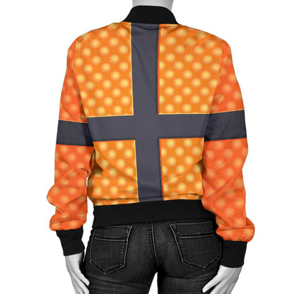 Basketball Texture Print Pattern Women Casual Bomber Jacket