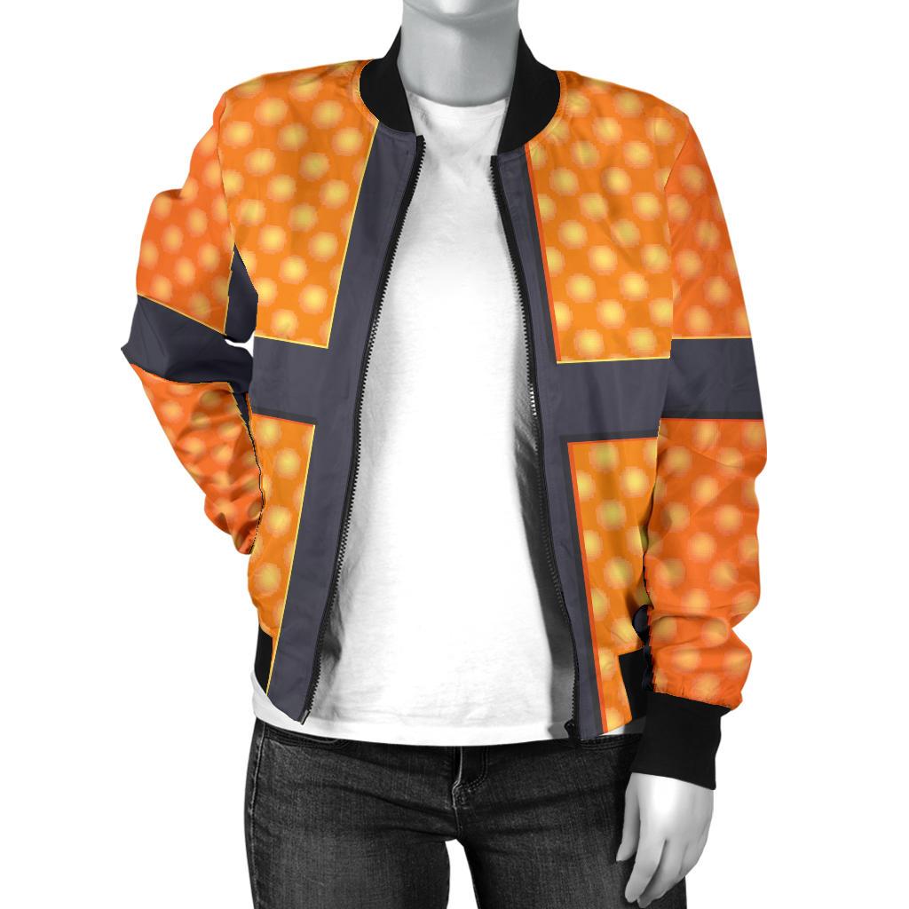 Basketball Texture Print Pattern Women Casual Bomber Jacket