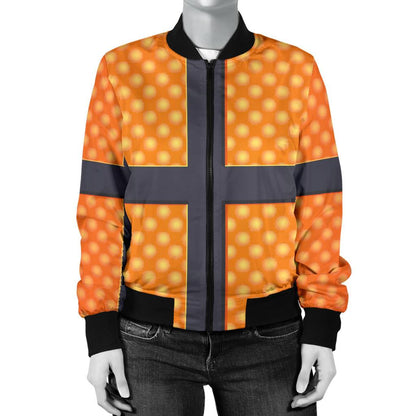 Basketball Texture Print Pattern Women Casual Bomber Jacket