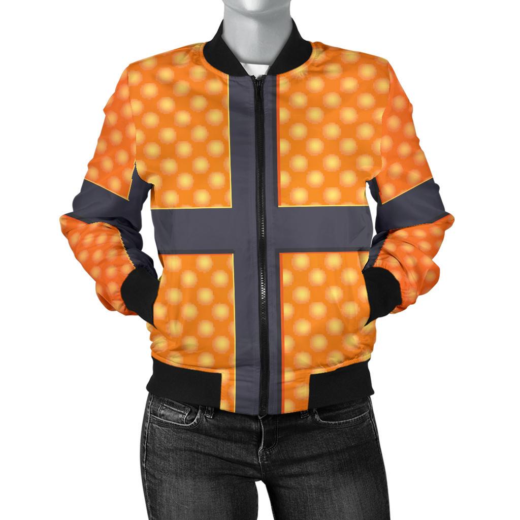 Basketball Texture Print Pattern Women Casual Bomber Jacket