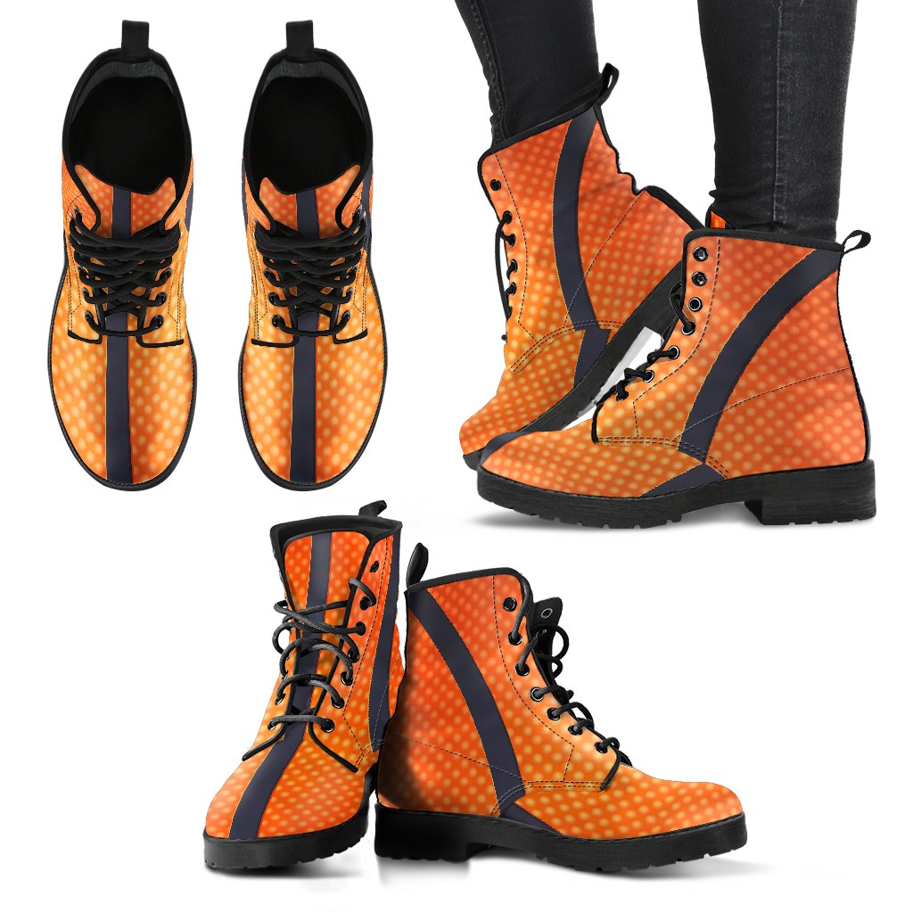 Basketball Texture Print Pattern Women Leather Boots-JTAMIGO.COM