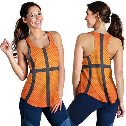 Basketball Texture Print Pattern Women Racerback Tank Top