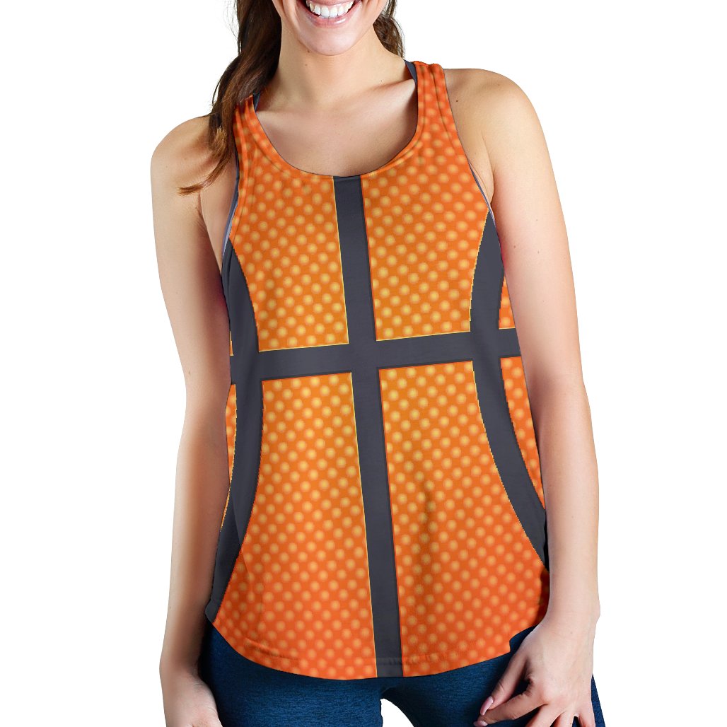 Basketball Texture Print Pattern Women Racerback Tank Top
