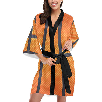 Basketball Texture Print Pattern Women Short Kimono Robe