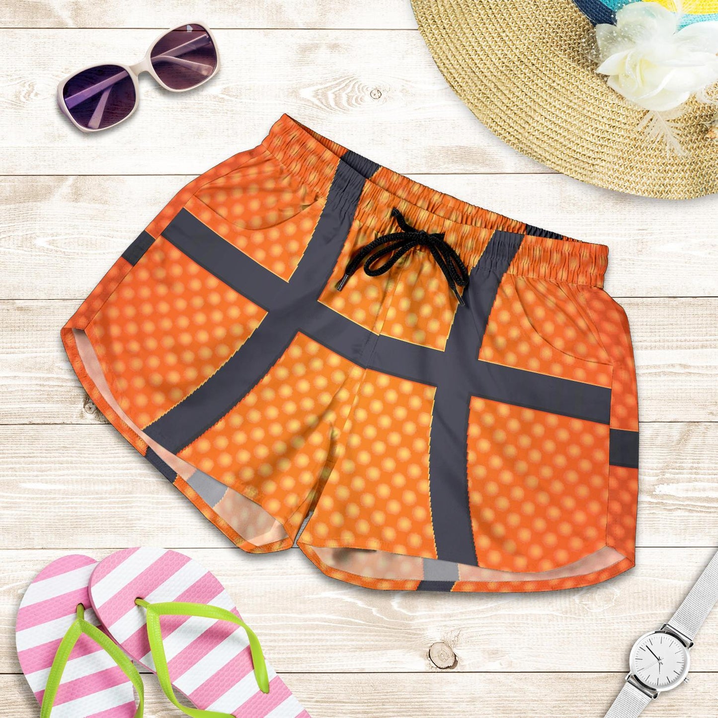 Basketball Texture Print Pattern Women Shorts-JTAMIGO.COM