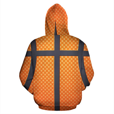 Basketball Texture Print Pattern Zip Up Hoodie