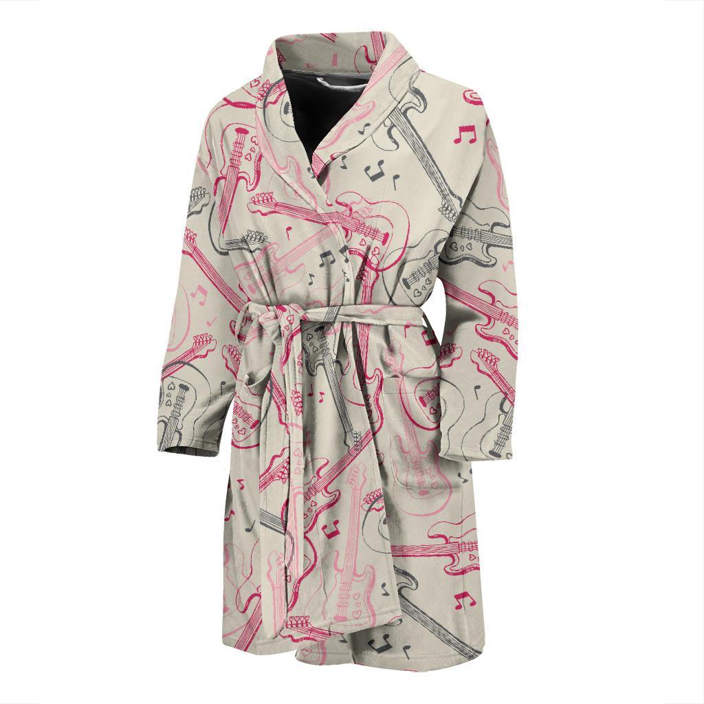 Bass Guitar Pattern Print Design 02 Men Bathrobe-JORJUNE.COM