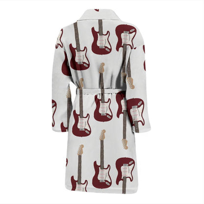 Bass Guitar Pattern Print Design 03 Men Bathrobe-JORJUNE.COM
