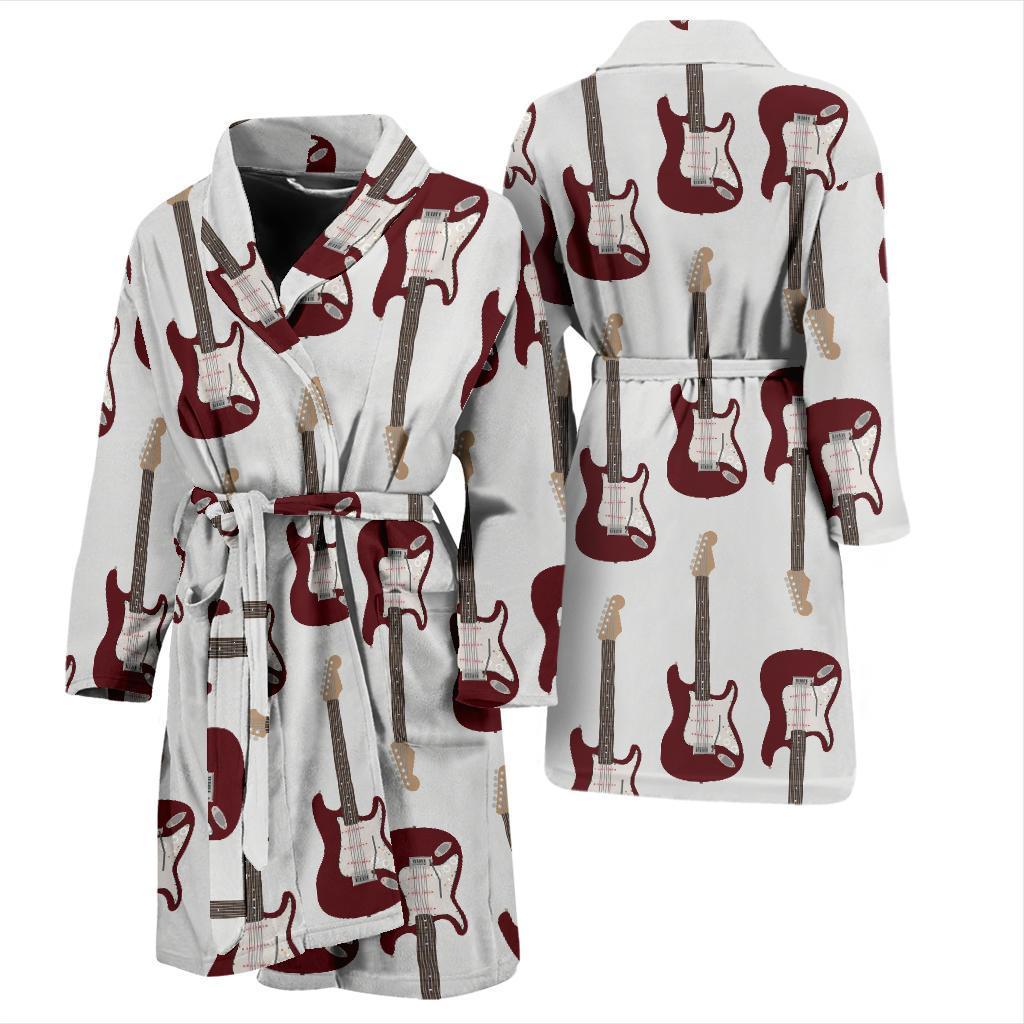 Bass Guitar Pattern Print Design 03 Men Bathrobe-JORJUNE.COM