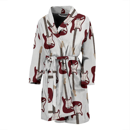 Bass Guitar Pattern Print Design 03 Men Bathrobe-JORJUNE.COM