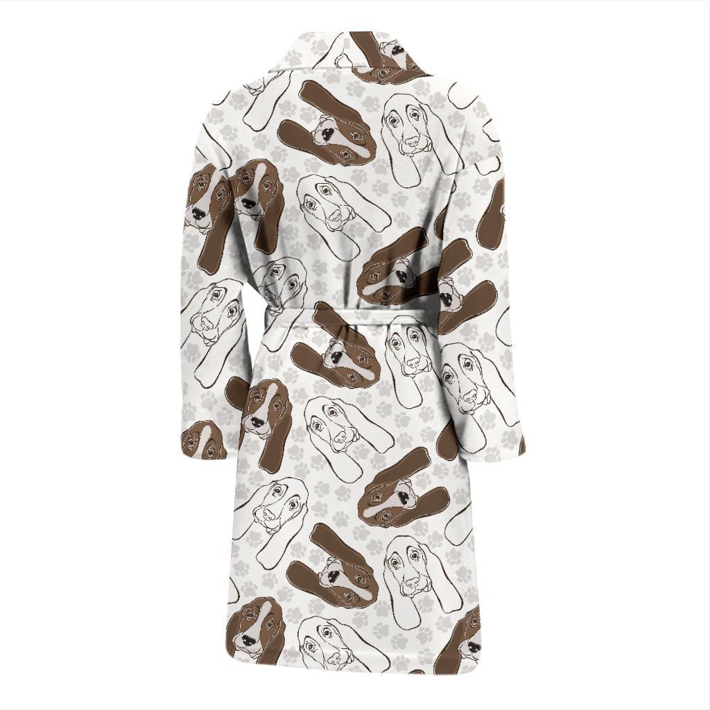 Basset Hound Pattern Print Design 01 Men Bathrobe-JORJUNE.COM