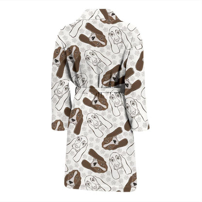 Basset Hound Pattern Print Design 01 Men Bathrobe-JORJUNE.COM
