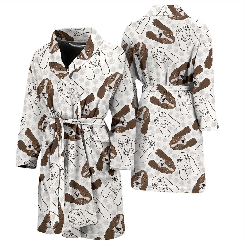 Basset Hound Pattern Print Design 01 Men Bathrobe-JORJUNE.COM