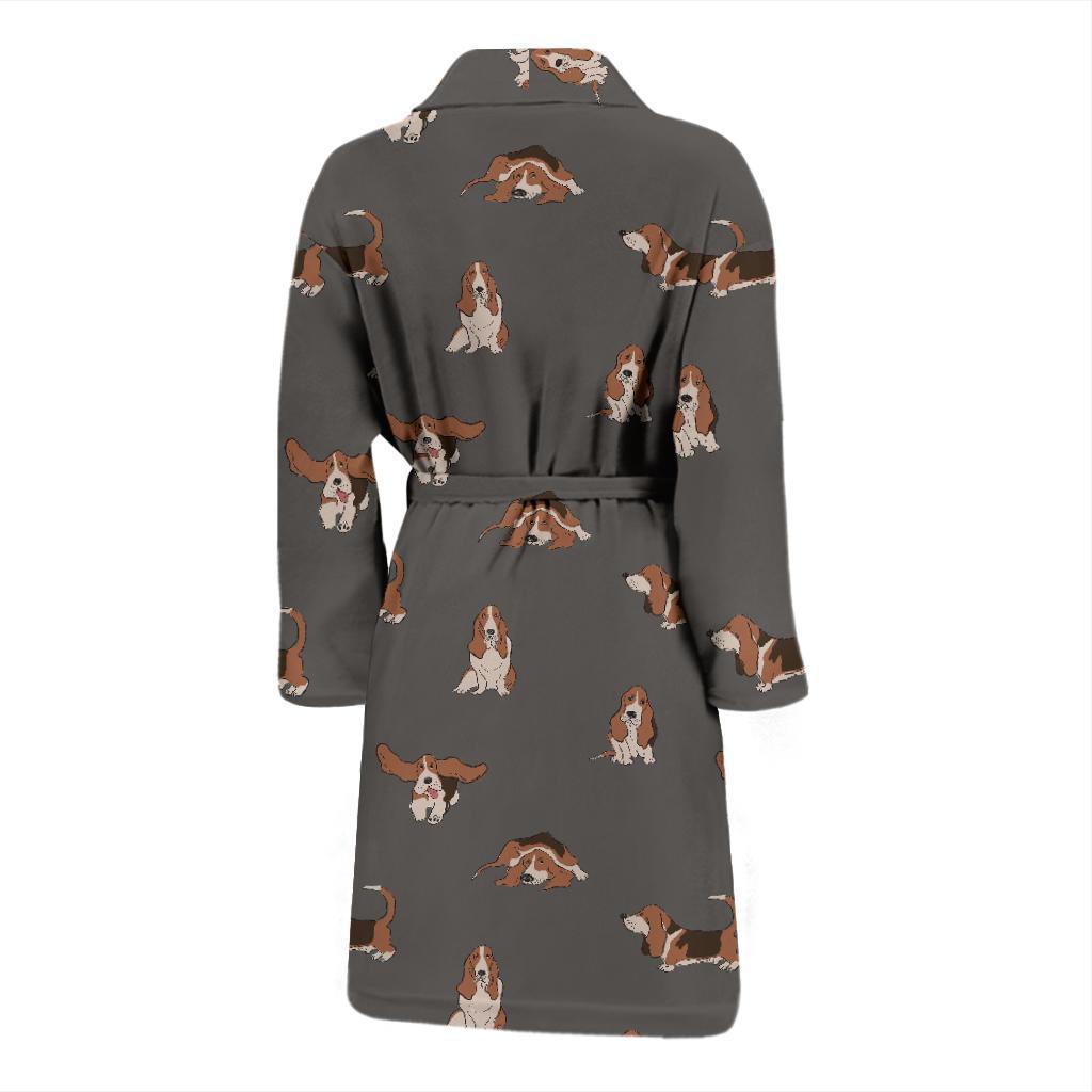 Basset Hound Pattern Print Design 03 Men Bathrobe-JORJUNE.COM