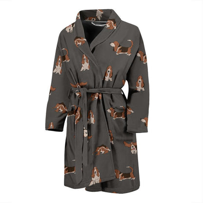 Basset Hound Pattern Print Design 03 Men Bathrobe-JORJUNE.COM