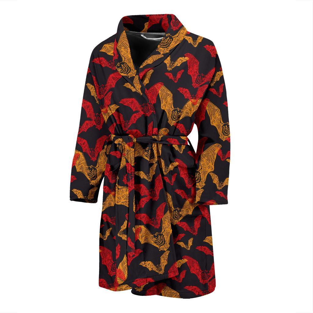 Bat Pattern Print Design 01 Men Bathrobe-JORJUNE.COM